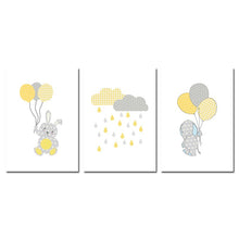 Load image into Gallery viewer, Bunny Elephant Balloon Wall Art Canvas Painting Cartoon Nursery Posters Prints Nordic Kids Decoration Picture Baby Bedroom Decor - SallyHomey Life's Beautiful