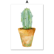 Load image into Gallery viewer, Succulents Green Potted Cactus Wall Art Canvas Painting Nordic Posters And Prints Plant Wall Pictures For Living Room Home Decor - SallyHomey Life's Beautiful