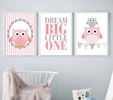 Load image into Gallery viewer, Owl Woodland Animal Wall Art Canvas Poster Nursery Prints Cartoon Painting Nordic Picture Baby Girl Bedroom Decor - SallyHomey Life's Beautiful
