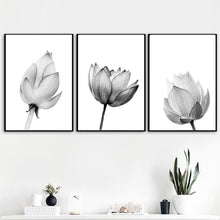 Load image into Gallery viewer, Nature Lotus Flower Bud Wall Art Canvas Painting Nordic Posters And Prints Black White Wall Pictures For Living Room Home Decor - SallyHomey Life's Beautiful