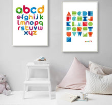 Load image into Gallery viewer, Geometric ABC Alphabet Art Canvas Poster Minimalist Print Modern Nursery Picture Home Children Room Decoration - SallyHomey Life's Beautiful