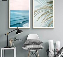 Load image into Gallery viewer, Scandinavian Tropical Decoration Sea Leaf Canvas Poster Landscape Nordic Style Wall Art Print Nature Painting Decorative Picture - SallyHomey Life's Beautiful