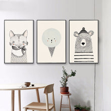 Load image into Gallery viewer, Posters And Prints Wall Art Canvas Painting Cute Deer and Fox Pictures For Kids Bedroom Wall Decoration Children Gifts Frameless - SallyHomey Life's Beautiful
