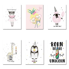 Load image into Gallery viewer, Cartoon Girl Pineapple Wall Art Canvas Funny Posters and Prints Minimalist Painting Nursery Picture Children Bedroom Decoation - SallyHomey Life's Beautiful