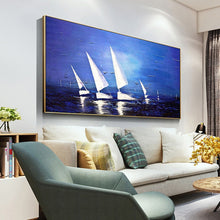 Load image into Gallery viewer, 100% Hand Painted Abstract White Sailing Painting On Canvas Wall Art Frameless Picture Decoration For Live Room Home Decor Gift