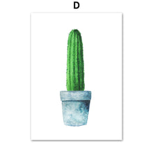 Load image into Gallery viewer, Succulents Green Potted Cactus Wall Art Canvas Painting Nordic Posters And Prints Plant Wall Pictures For Living Room Home Decor - SallyHomey Life's Beautiful