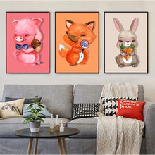 Load image into Gallery viewer, Cartoon Animals Posters and Prints Wall Art Canvas Painting Cute Pig, Bunny, Fox Decorative Paintings for Living Room Home Decor - SallyHomey Life's Beautiful