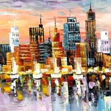 Load image into Gallery viewer, 100% Hand Painted Abstract Building Art Painting On Canvas Wall Art Wall Adornment Pictures Painting For Live Room Home Decor