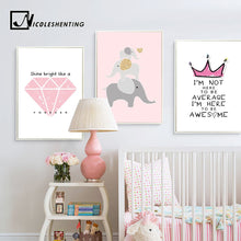 Load image into Gallery viewer, Cartoon Elephant Animal Canvas Posters Diamond Nursery Wall Art Prints Painting Nordic Style Picture Children Bedroom Decoration - SallyHomey Life's Beautiful