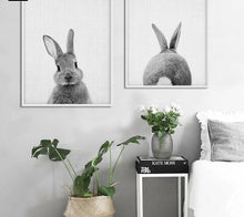 Load image into Gallery viewer, Black White Rabbit Wall Art Canvas Posters and Prints Minimalist Animal Paintings Wall Picture for Living Room Modern Home Decor - SallyHomey Life's Beautiful