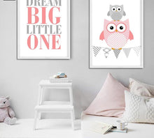 Load image into Gallery viewer, Owl Woodland Animal Wall Art Canvas Poster Nursery Prints Cartoon Painting Nordic Picture Baby Girl Bedroom Decor - SallyHomey Life's Beautiful