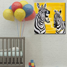 Load image into Gallery viewer, Abstract Cute Animal Canvas Painting Laughing Zebra Digital Printed Poster Wall Painting for Baby Bedroom Home Decor Gift - SallyHomey Life's Beautiful
