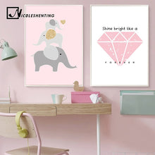 Load image into Gallery viewer, Cartoon Elephant Animal Canvas Posters Diamond Nursery Wall Art Prints Painting Nordic Style Picture Children Bedroom Decoration - SallyHomey Life's Beautiful