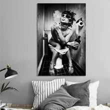 Load image into Gallery viewer, Modern Black White Portrait Posters and Prints Wall Art Canvas Painting Sexy Women Smoke and Drink Picture for Living Room Decor - SallyHomey Life's Beautiful