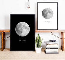 Load image into Gallery viewer, The Planet Moon Space Minimalist Art Canvas Poster Painting Black White Wall Picture Print Modern Home Children Room Decoration - SallyHomey Life's Beautiful