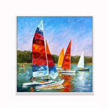 Load image into Gallery viewer, 100% Hand Painted Abstract Sailboat Art Oil Painting On Canvas Wall Art Frameless Picture Decoration For Live Room Home Decor