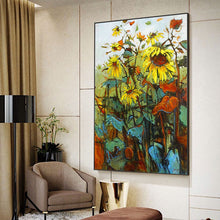 Load image into Gallery viewer, 100% Hand Painted Abstract Sunflowers Art Oil Painting On Canvas Wall Art Frameless Picture Decoration For Live Room Home Decor
