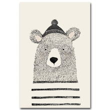 Load image into Gallery viewer, Nordic Art Bear Fox Canvas Poster Painting Cartoon Animal Wall Picture Print Children Baby Room Decoration - SallyHomey Life's Beautiful
