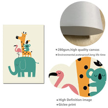 Load image into Gallery viewer, Nordic Art Cartoon Animal Poster Elephant Giraffe Tiger Minimalist Canvas Painting Nursery Picture Children Room Decoration 340 - SallyHomey Life's Beautiful