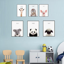 Load image into Gallery viewer, Modern Nordic Minimalist Wall Art Poster Cute Animals Pop Art Paintings Prints On Canvas for Kids Bedroom Children's Day Gifts - SallyHomey Life's Beautiful