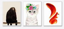 Load image into Gallery viewer, Modern Abstract Animal Posters and Prints Wall Art Canvas Printing Monkey, Cat and Squirrel Pictures For Kids Bedroom Home Decor - SallyHomey Life's Beautiful