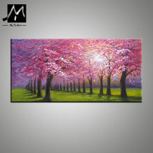 Load image into Gallery viewer, Cheap modern paintings handmade beautiful oil painting landscape pink cherry blossom tree painting wall pictures for kitchen - SallyHomey Life's Beautiful