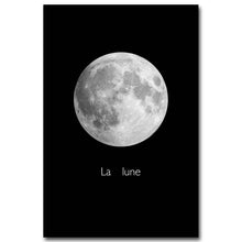 Load image into Gallery viewer, The Planet Moon Space Minimalist Art Canvas Poster Painting Black White Wall Picture Print Modern Home Children Room Decoration - SallyHomey Life's Beautiful