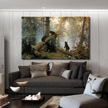 Load image into Gallery viewer, Modern Animals Posters and Prints Wall Art Canvas Painting Deer and Bears in the Woods Pictures for Living Room Wall Home Decor - SallyHomey Life's Beautiful