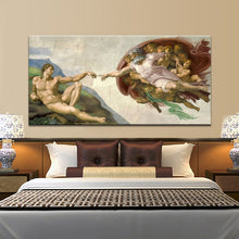 Load image into Gallery viewer, Sistine Chapel Ceiling Fresco of Michelangelo, Creation of Adam Poster Print on Canvas Wall Art Picture for Living Room Decor - SallyHomey Life's Beautiful
