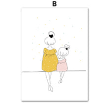 Load image into Gallery viewer, Cartoon Woman Girl Boy Minimalism Nursery Wall Art Canvas Painting Nordic Posters And Prints Wall Pictures Baby Kids Room Decor - SallyHomey Life's Beautiful
