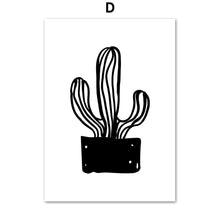 Load image into Gallery viewer, Plant Cactus Leaves Wall Art Canvas Painting Black And White Posters And Prints Wall Pictures Paintings For Living Room Wall - SallyHomey Life's Beautiful