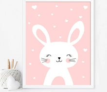 Load image into Gallery viewer, Kawaii Wall Art Canvas Nursery Poster Print Cartoon Cat Rabbit Painting Nordic Kids Decoration Picture Baby Living Room Decor - SallyHomey Life's Beautiful