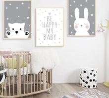 Load image into Gallery viewer, Baby Nursery Wall Art Canvas Poster Print Cartoon Rabbit Bear Painting Nordic Kids Decoration Picture Children Bedroom Decor - SallyHomey Life's Beautiful
