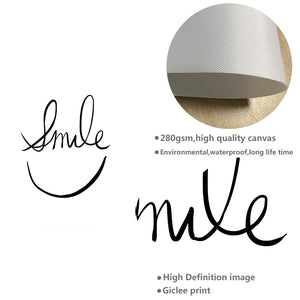 Smile Face Minimalist Art Canvas Poster Painting Abstract Motivational Black White Picture for Modern Home Office Room Decor 048 - SallyHomey Life's Beautiful