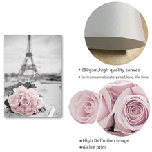 Load image into Gallery viewer, Eiffel Tower Girl Wall Art Canvas Fashion Poster Pink City Landscape Print Painting Nordic Decoration Picture Living Room Decor - SallyHomey Life's Beautiful