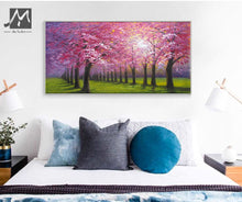 Load image into Gallery viewer, Cheap modern paintings handmade beautiful oil painting landscape pink cherry blossom tree painting wall pictures for kitchen - SallyHomey Life's Beautiful