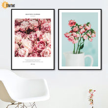 Load image into Gallery viewer, Pink Rose Flower Building Potted Plant Wall Art Canvas Painting Nordic Posters And Prints Wall Pictures For Living Room Decor - SallyHomey Life's Beautiful
