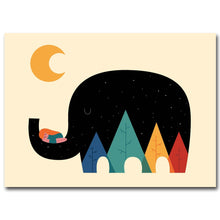 Load image into Gallery viewer, Nordic Art Cartoon Animal Poster Elephant Bear Wolf Minimalist Canvas Painting Nursery Wall Picture Kids Baby Room Decoration - SallyHomey Life's Beautiful