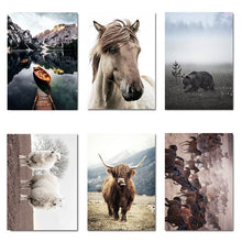Load image into Gallery viewer, Scandinavian Poster Nordic Style Print Sheep Horse Cattle Animal Wall Art Canvas Painting Field Nature Picture Living Room Decor - SallyHomey Life's Beautiful