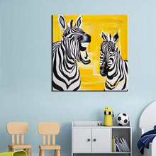 Load image into Gallery viewer, Abstract Cute Animal Canvas Painting Laughing Zebra Digital Printed Poster Wall Painting for Baby Bedroom Home Decor Gift - SallyHomey Life's Beautiful