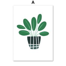 Load image into Gallery viewer, Cute Green Leaf Potted Plant Minimalism Wall Art Canvas Painting Nordic Posters And Prints Wall Pictures For Living Room Decor - SallyHomey Life's Beautiful