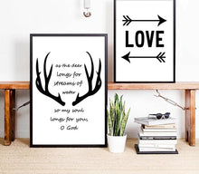 Load image into Gallery viewer, Nordic Style Deer Antlers Bible Canvas Poster Minimalist Wall Art Prints Black White Abstract Painting Picture Modern Home Decor - SallyHomey Life's Beautiful