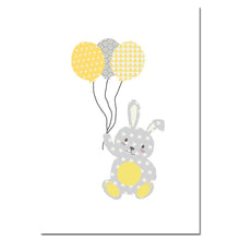Load image into Gallery viewer, Bunny Elephant Balloon Wall Art Canvas Painting Cartoon Nursery Posters Prints Nordic Kids Decoration Picture Baby Bedroom Decor - SallyHomey Life's Beautiful