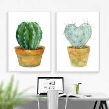 Load image into Gallery viewer, Succulents Green Potted Cactus Wall Art Canvas Painting Nordic Posters And Prints Plant Wall Pictures For Living Room Home Decor - SallyHomey Life's Beautiful
