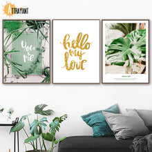 Load image into Gallery viewer, Tropical Cactus Big Leaf Monstera Quotes Wall Art Canvas Painting Nordic Posters And Prints Wall Pictures For Living Room Decor - SallyHomey Life&#39;s Beautiful