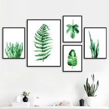 Load image into Gallery viewer, Banana Leaf Maple Ferns Green Leaf Wall Art Canvas Painting Nordic Posters And Prints Plants Wall Pictures For Living Room Decor - SallyHomey Life's Beautiful