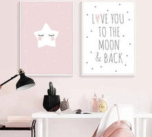 Load image into Gallery viewer, Cute Moon Star Baby Nursery Wall Art Canvas Posters Prints Cartoon Painting Nordic Kids Decoration Picture Baby Bedroom Decor - SallyHomey Life's Beautiful