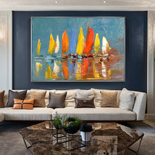 Load image into Gallery viewer, 100% Hand Painted Abstract Sailing Art Oil Painting On Canvas Wall Art Wall Adornment Pictures Painting For Live Room Home Decor
