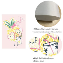 Load image into Gallery viewer, Cartoon Girl Pineapple Wall Art Canvas Funny Posters and Prints Minimalist Painting Nursery Picture Children Bedroom Decoation - SallyHomey Life's Beautiful