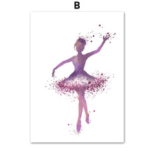 Load image into Gallery viewer, Cartoon Pink Ballet Dancer Girl Wall Art Canvas Painting Nordic Posters And Prints Wall Pictures For Baby Kids Room Home Decor - SallyHomey Life's Beautiful
